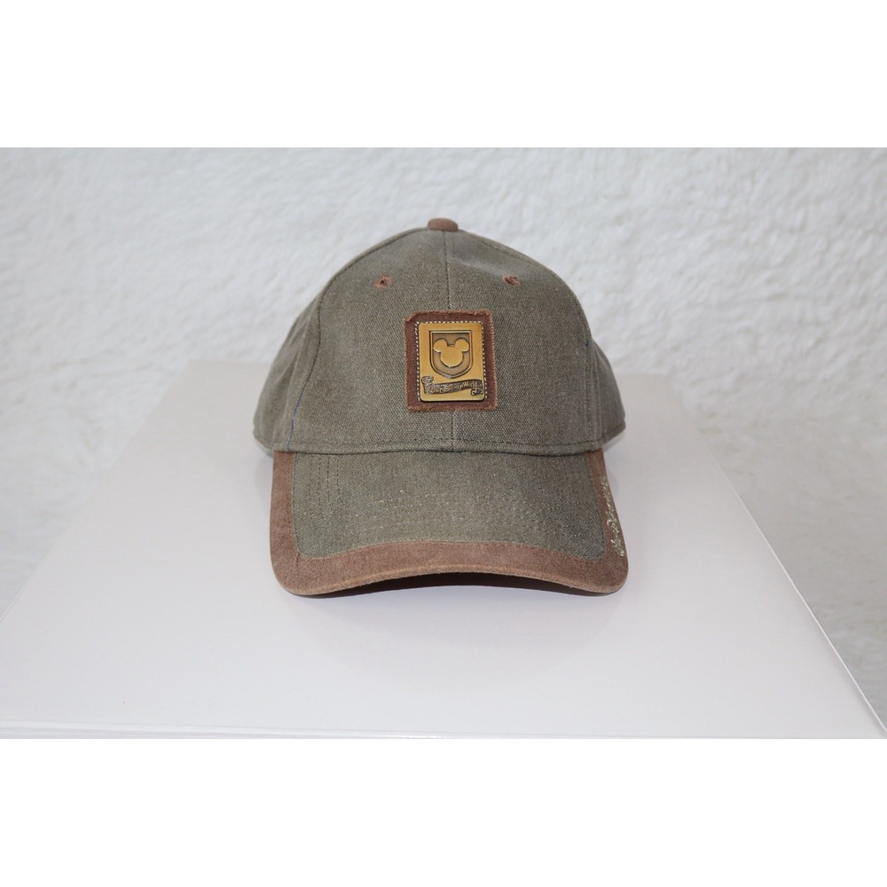 Walt Disney World Hat Mickey Mouse Metal Emblem Cap Olive Green Canvas
